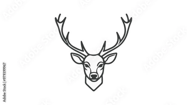 Fototapeta deer head vector simple outline shape