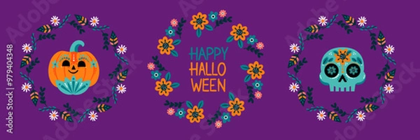 Fototapeta Halloween design elements set for Happy Halloween party.