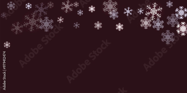 Fototapeta Abstract winter background from snowflakes blown by the wind on a white checkered background.  decorative winter background with hand drawn snowflakes, snow, stars, design elements