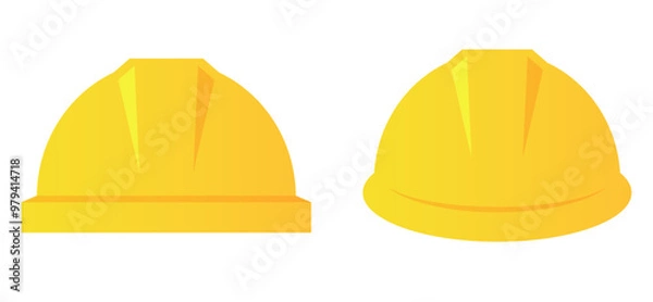 Obraz Hard hat vector icon, yellow safety helmet