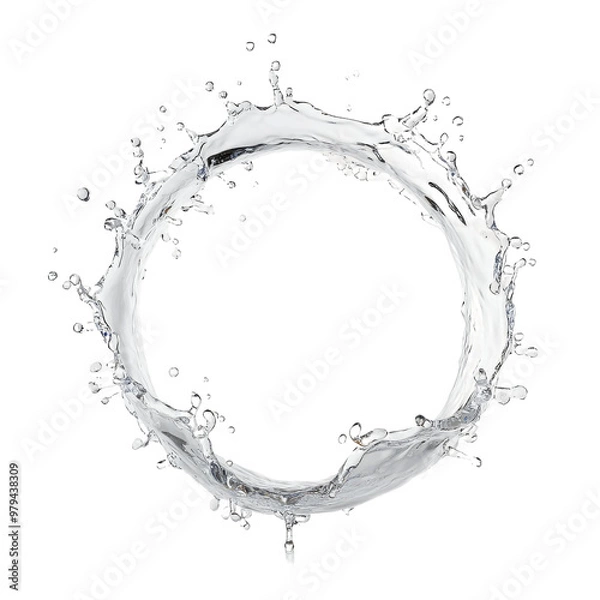 Obraz Circular splash of water creates an intense ring effect on a transparent background for creative design applications