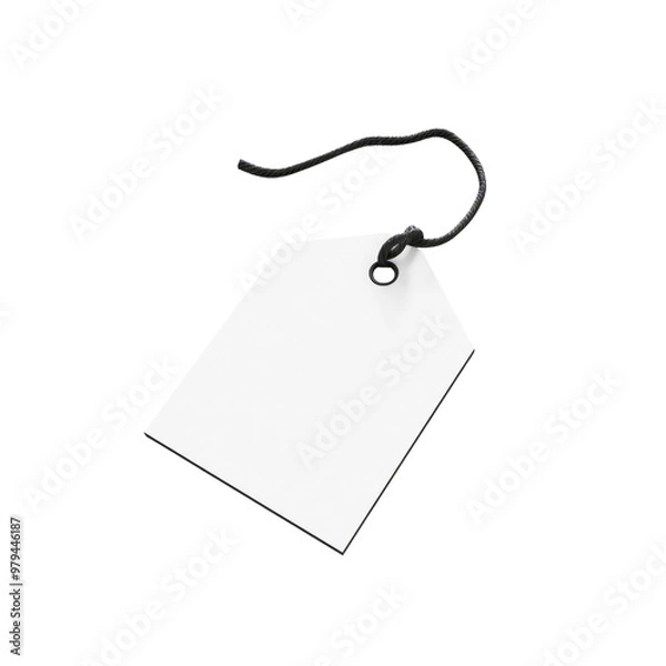 Fototapeta Blank White Tag with Black String