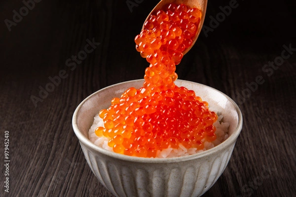 Obraz ご飯にいくらをのせる