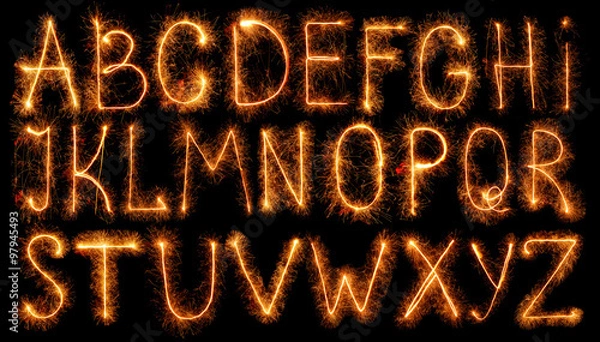 Fototapeta Alphabet made of sparklers isolated on black