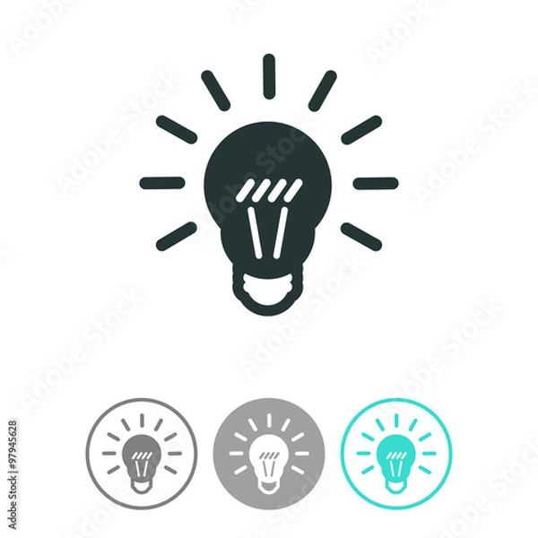 Fototapeta Light lamp vector icon. Idea symbol.