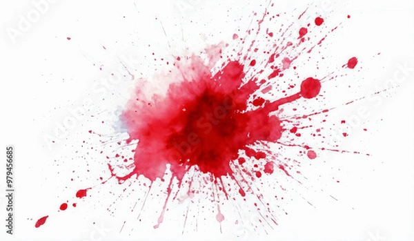 Fototapeta Red watercolor splash on white