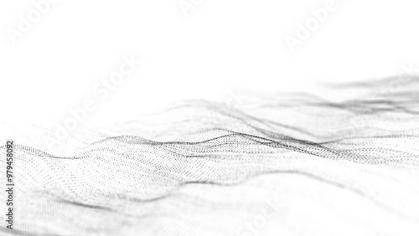 Obraz Technology white wave of particles. Big data visualization. Analytics representation. Digital background. 3d rendering.