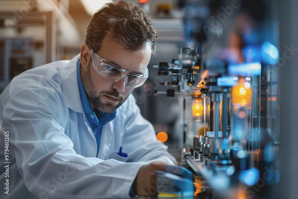 Fototapeta Engineer checking metal components at the machine receptacle in the factory.