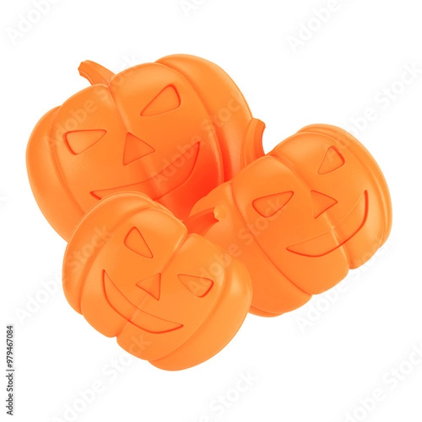 Obraz Halloween Jack o lantern pumpkins with a spooky faces isolated on transparent background