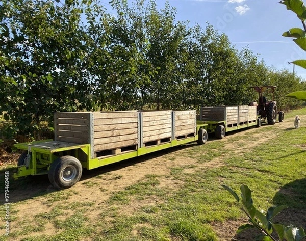Fototapeta Apples being harvested from orchard in UK in the autumn.