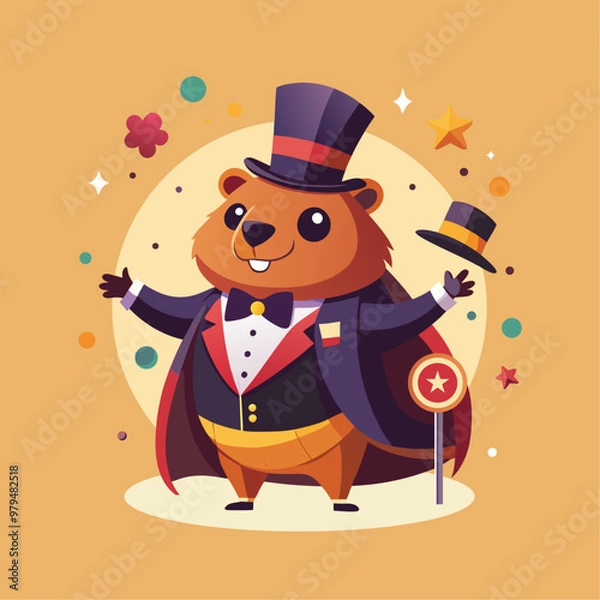 Obraz illustration of a person with hat. funny cartoon wizard.