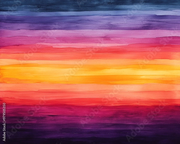 Fototapeta A painting of a sunset with a rainbow stripe