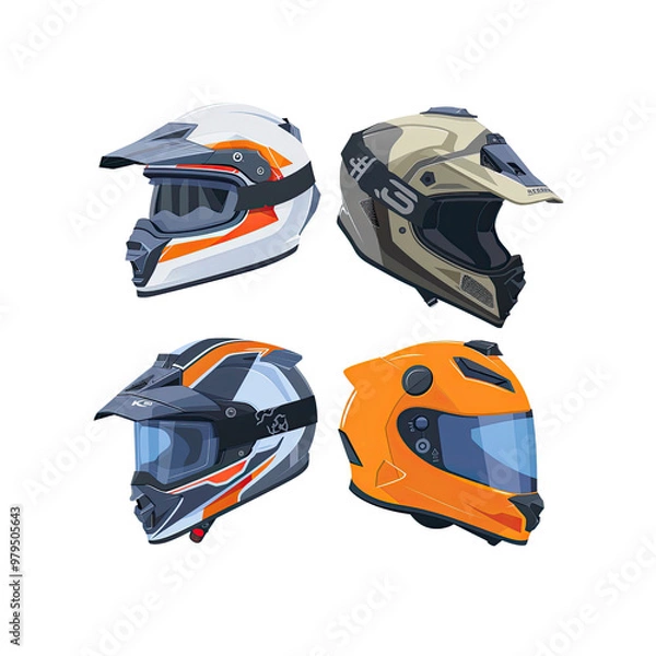 Fototapeta Four Different Motorcycle Helmets