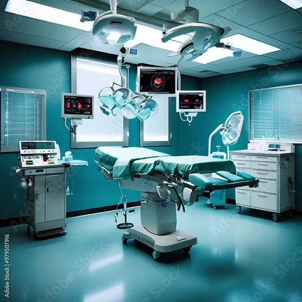 Obraz Highly Detailed Empty Operating Room Prepared for Surgery