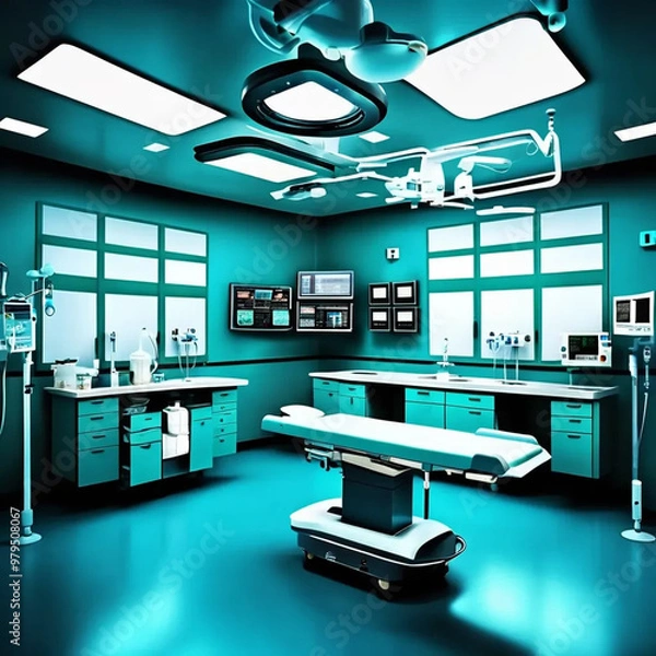 Obraz Highly Detailed Empty Operating Room Prepared for Surgery