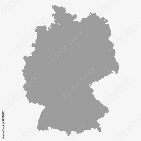 Fototapeta Mapa Niemiec w kolorze szarym na białym tle
