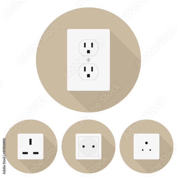 Fototapeta Four different types of sockets in a flat design