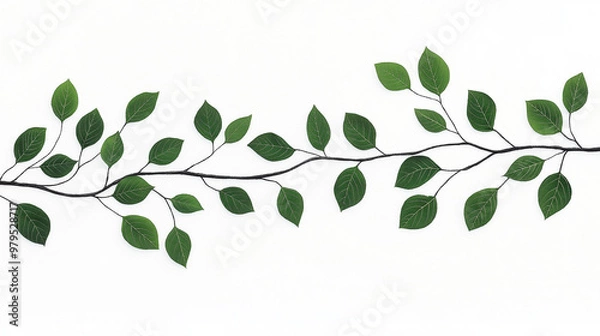 Fototapeta A long green leafy vine with leaves that are green and shiny