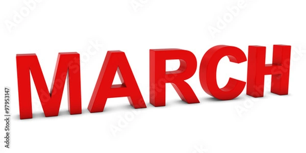 Obraz MARCH Red 3D Month Text Isolated on White