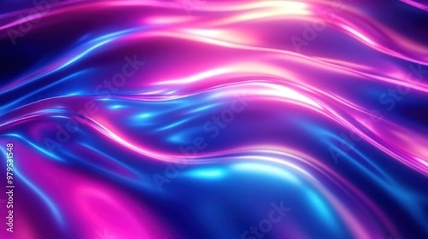 Fototapeta Vibrant abstract neon waves with purple and blue hues in motion