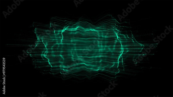 Fototapeta Green sphere consisting of points. Modern wireframe elements. Technology grid sphere. Vector illustration.