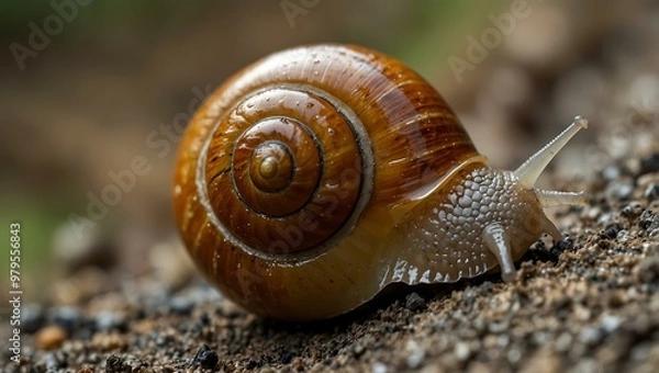 Fototapeta Close-up of a snail's spiral shell.