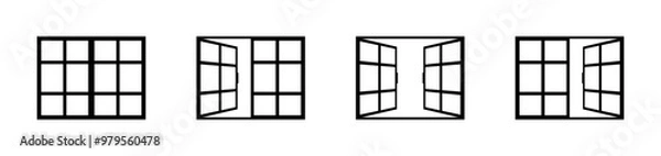 Fototapeta Window set icons. Linear style. Vector icons.