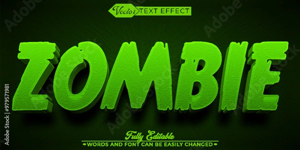 Fototapeta Cartoon Green Zombie Vector Editable Text Effect Template