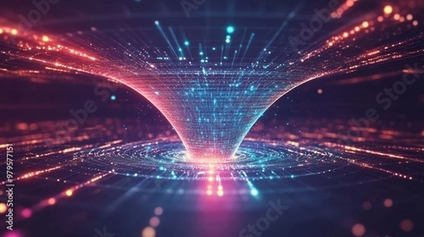 Obraz A mesmerizing digital vortex bursting with vibrant colors and dynamic lines, representing modern technology and digital art.