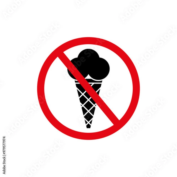 Fototapeta Don't eat ice cream. A simple flat vector illustration on a white background