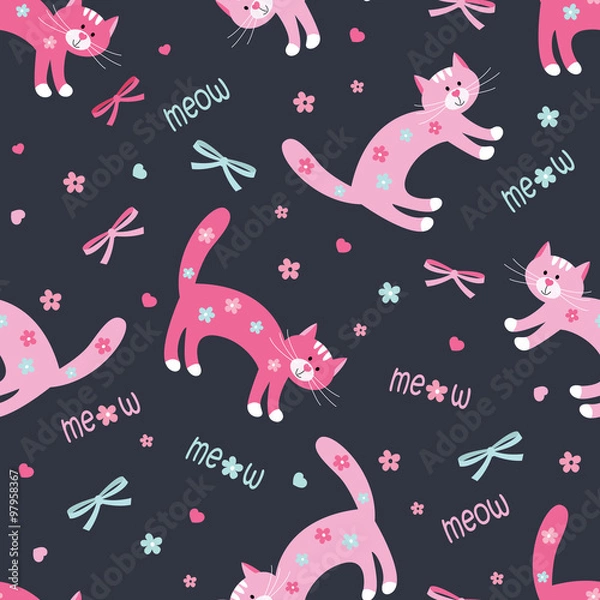 Obraz Seamless pattern with cute cats