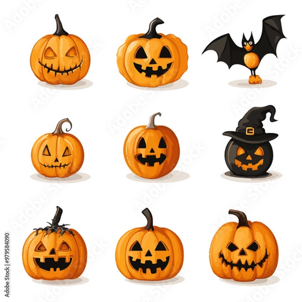 Obraz halloween pumpkin icon set