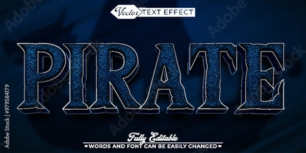 Fototapeta Dark Blue Pirate Vector Editable Text Effect Template