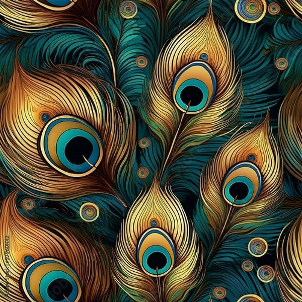 Fototapeta Chic and Elegant Design with Peacock Feathers