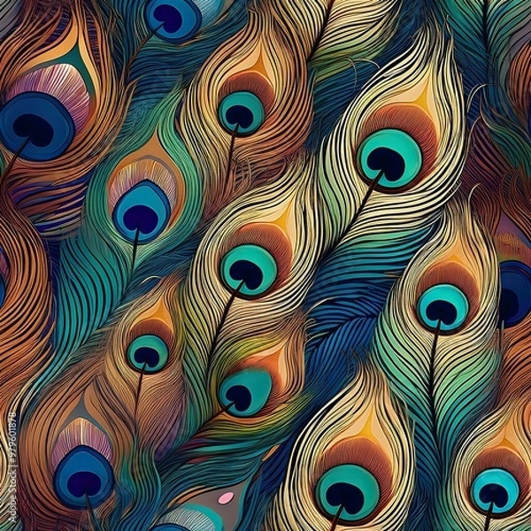 Fototapeta Refined Peacock Feather Motif for Elegant Decor