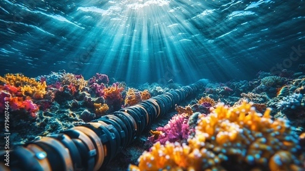 Obraz optical cable on the seabed	