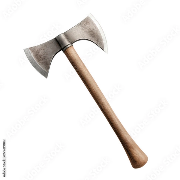 Fototapeta A large, old fashioned wood axe with a wooden handle