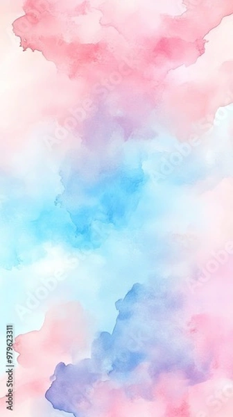 Fototapeta A soft and dreamy watercolor texture blending gentle pinks and blues, perfect for backgrounds and creative design projects.