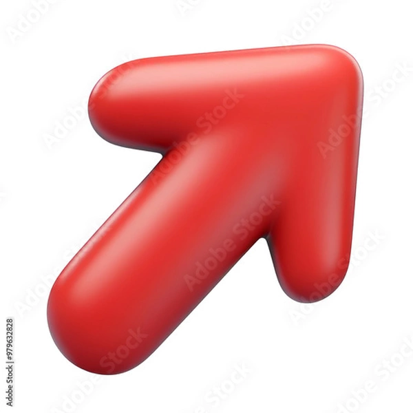 Fototapeta red arrow 3d render icon isolated on transparent background cutout