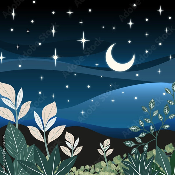 Obraz Plants night with a night background