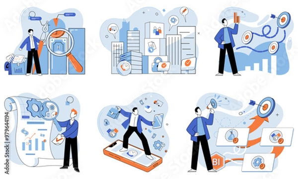Fototapeta Strategic planning. Vector illustration. A solid structure supports successful execution strategic plans The concept strategic planning emphasizes organizations long-term vision Tactical
