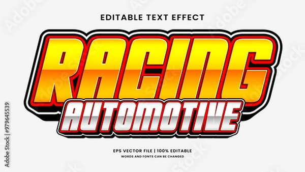 Obraz Racing automotive editable text effect sport template