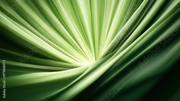 Fototapeta Abstract image of flowing green lines with a radiant center, resembling light or energy waves with a smooth, textured appearance.