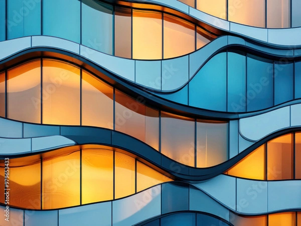 Fototapeta A close-up of a futuristic building with sleek lines and reflective glass, showcasing modern city architecture.
