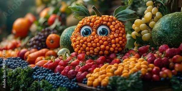 Fototapeta An imaginative city where fresh produce comes to life and adds charm to everyday scenes