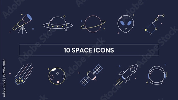 Fototapeta Space and astronomy icons
