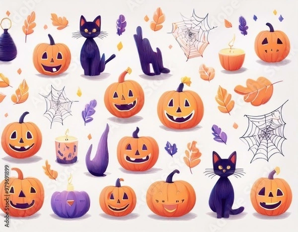 Fototapeta ハロウィンのイラストセット