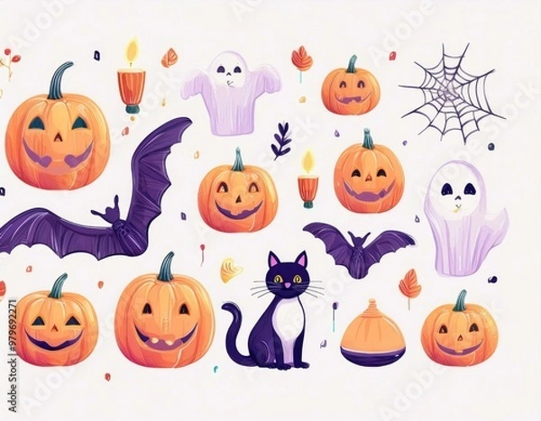 Fototapeta ハロウィンのイラストセット