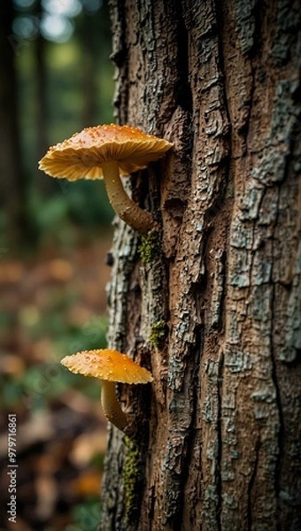 Fototapeta Fungus on an old tree trunk.