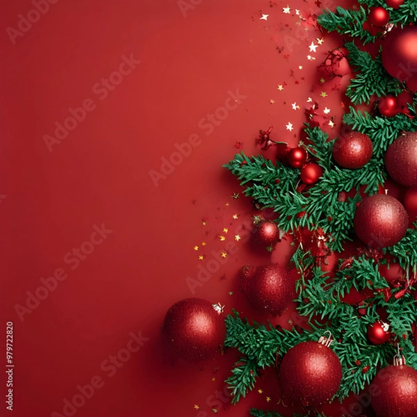 Fototapeta christmas background with christmas balls, Generative AI	